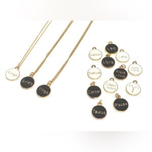 Gold Enamel Zodiac Charm Necklace